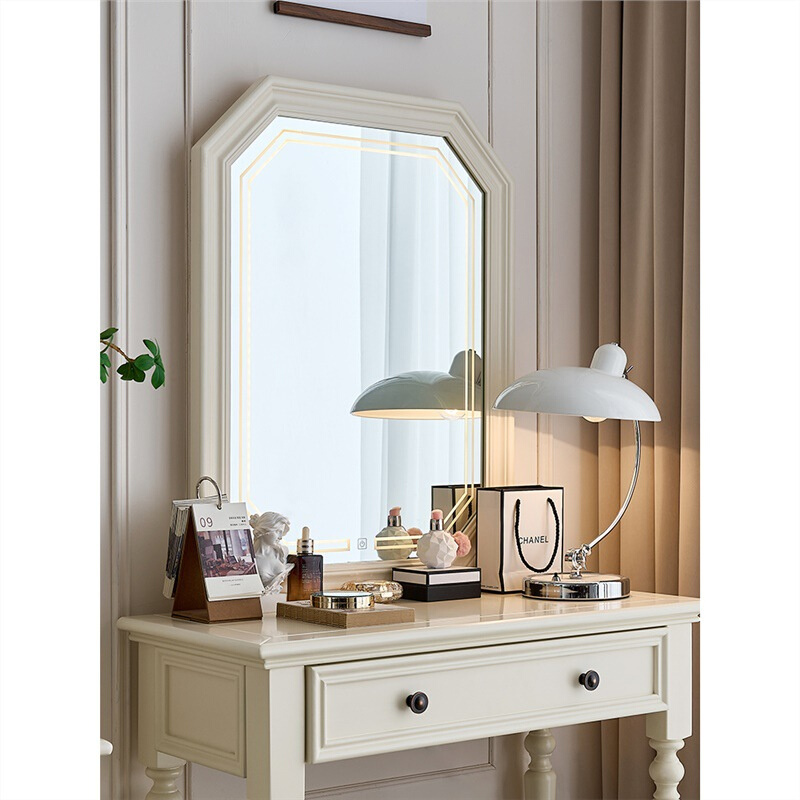 美式全实木梳妆台白色卧室现代简约小户型地中海网红化妆桌妆凳 - 图2