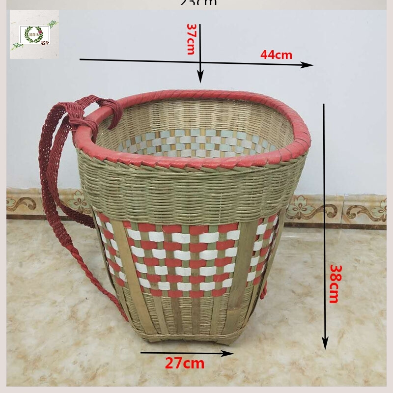 背萝竹编背篓竹篓塑料篮子茶娄采茶的背楼背系演出道具小竹筐家用-图2