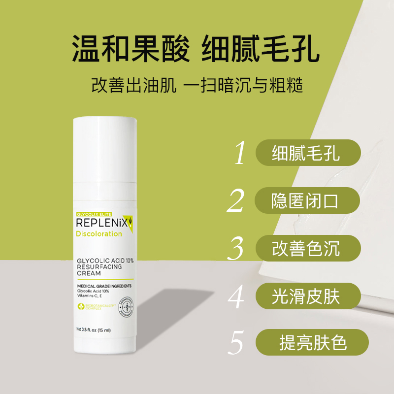 TOPIX Replenix果酸面霜提亮去黄收缩毛孔去黑头旅行装15ml-图0