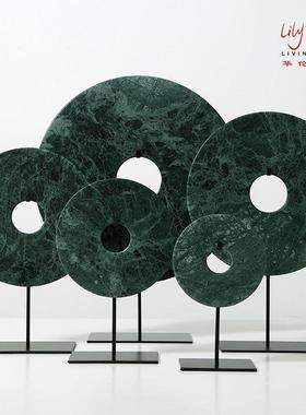 简约创意玉璧新中式摆件饰品家居摆设现代玄关超值软装搭配样板房