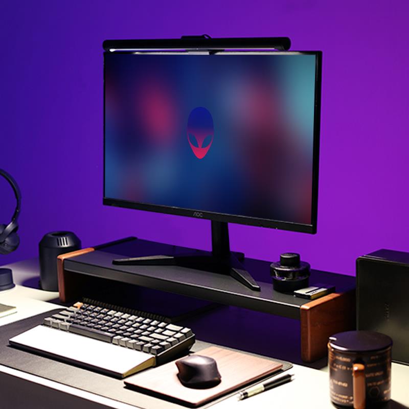 MOZI电脑显示器增高架收纳支架办公桌面台式实木置物架送男生礼物 - 图0