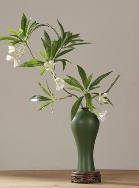 新中式仿真马醉木绿植陶瓷花瓶套装室内台面禅意梅瓶摆件茶室装饰