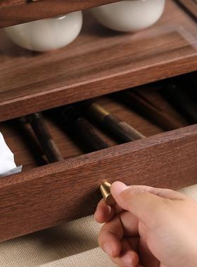 胡桃木茶具收纳柜新中式茶杯茶壶展示柜2025新款实用覆古防尘茶道