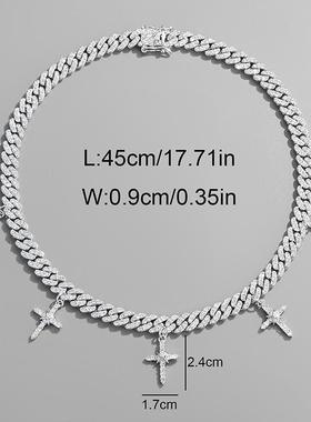 2025新款嘻哈满钻十字架古巴项链