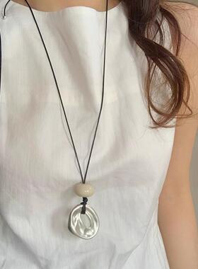 韩国ins简约几何不规则吊坠长款