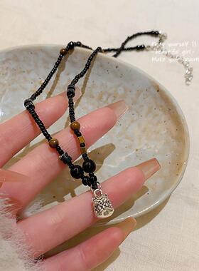 新中式国风醒狮串珠项链女轻奢