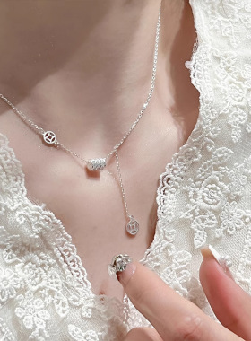S925纯银小蛮腰项链女设计感小众