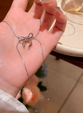 韩系爆款简约蝴蝶结项链女小众