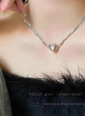 轻奢小众高级感爱心磁吸多层项链