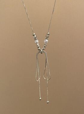 轻奢小众高级感蝴蝶结流苏项链女