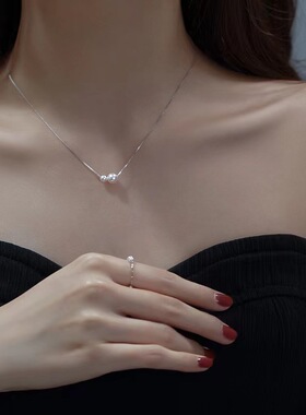 S925纯银项链女珍珠轻奢小众高级