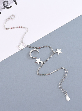 s925银星月手饰品日韩ins气质镶