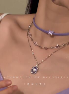 轻奢小众高级感双层叠戴十字项链