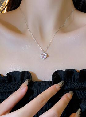 轻奢小众可爱粉色猫眼石爱心钛钢