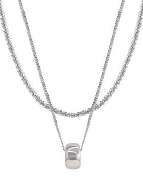 秋冬款双层叠戴圆环吊坠毛衣链