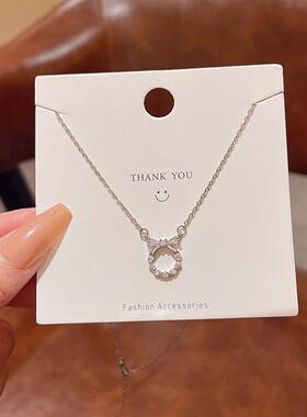 轻奢小众锆石蝴蝶结钛钢项链女