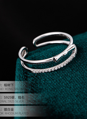 高级感S925银小清新韩版蝴蝶结戒