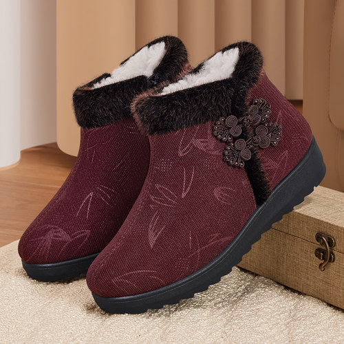 老北京布鞋女冬加绒防滑加厚老人奶奶老太太老式妈妈羊毛保暖棉鞋 - 图3