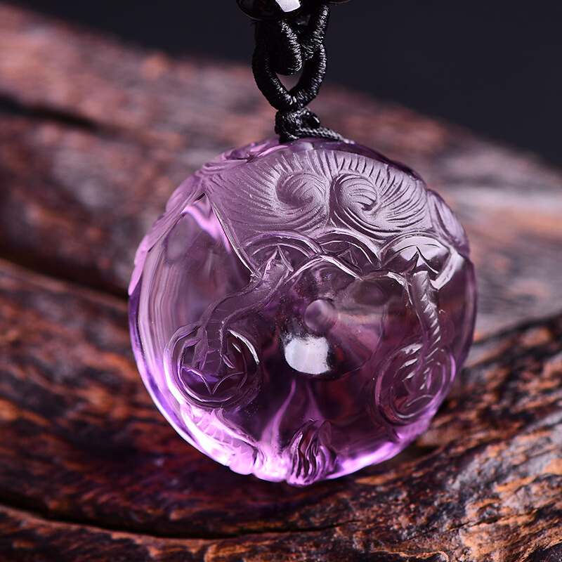 天然紫水晶貔貅吊坠貔貅圈平安扣挂件饰品男款项链女礼物