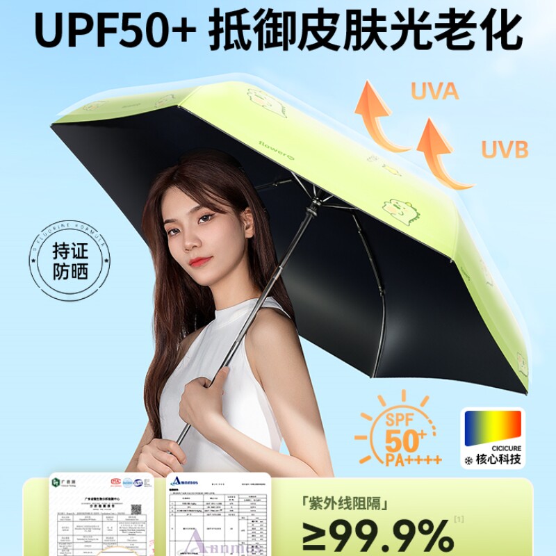 茜锁太阳伞口袋胶囊伞便携雨伞黑胶防晒防紫外线遮阳伞晴雨两用女