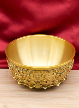 大号元宝12厘米聚宝盆摆件家用客厅装饰铜制品工艺品存钱铜器黄铜