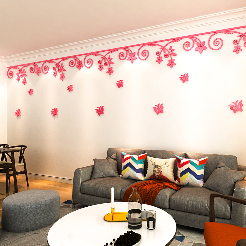 花纹亚克力3d立体墙贴画客厅卧室温馨婚房间布置背景墙贴纸装饰品 - 图1