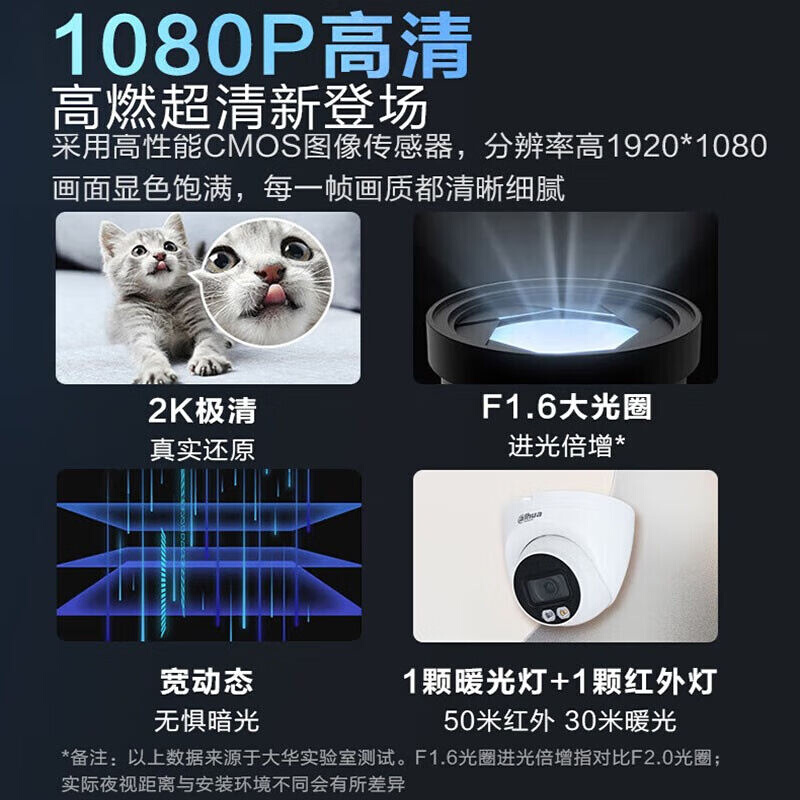 新品大华(dahua)监控400万网络高清半球内置录音双光全彩防尘防水 - 图3