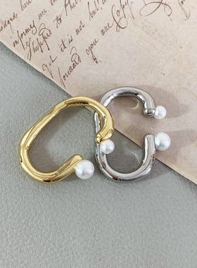 欧美简约轻奢珍珠金属戒指
