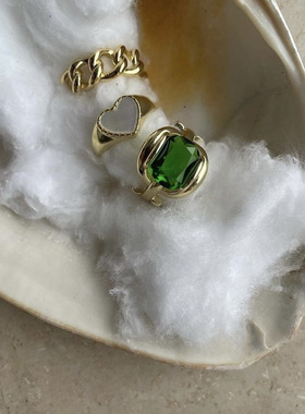 欧美时尚ins网红绿水晶戒指