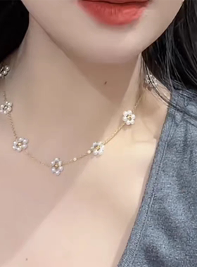 新款欧美夏日网红彩色小花项链