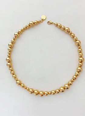 金银球串珠项链简约小众