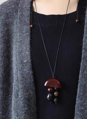 新中式天然果实项链豆荚扁豆吊坠