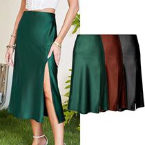 2023 Women Split Skirts Summer Fashion Soft satin skirt wome