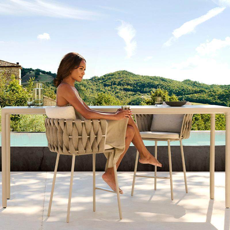 户外吧椅设计师露台民宿酒店高脚凳室外藤编桌椅组合庭院吧台椅子,淘宝优惠券,粉丝福利购,淘宝优惠卷