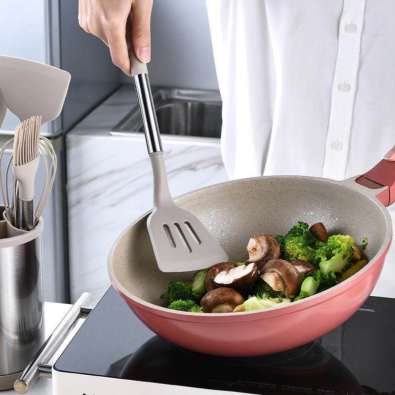 旋转厨具收纳桶硅胶厨具12件套套装 厨房锅铲汤勺烹饪用具套装,淘宝优惠券,粉丝福利购,淘宝优惠卷