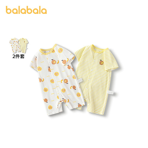 巴拉巴拉新生婴儿衣服宝宝连体衣包屁衣哈衣爬服2025新款夏两件装 - 图0