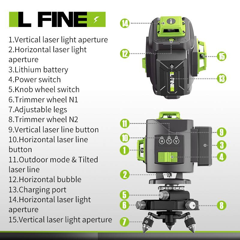 LFINE4D16线3D12线绿光水平仪激光水平仪投线仪Laser level-图1