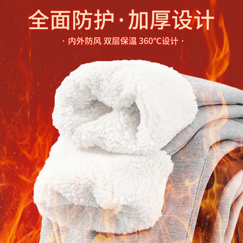 真维斯羊羔绒休闲裤子女秋冬2025新款加绒加厚束脚卫裤宽松运动裤 - 图3