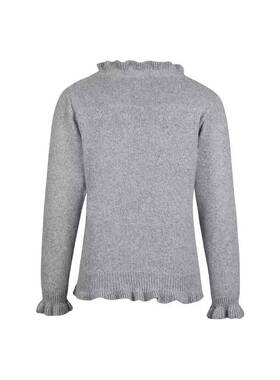 2026 US New Women's Elegant Grey Knitting Cardigan, Pearl Bu