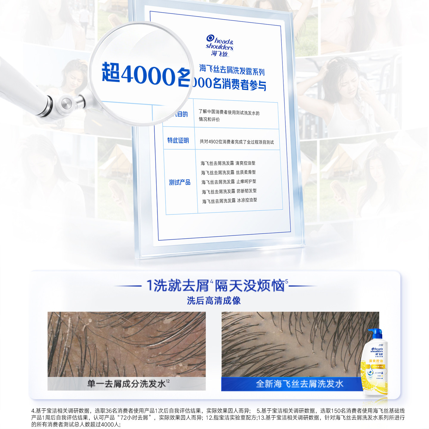 海飞丝清爽去屑控油洗发水柔顺/止痒/防断洗头膏露男女士任选正品