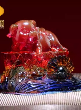集雅轩宋韶光大师2026马年吉祥物生肖属猪 珠联璧合 琉璃吊坠礼品