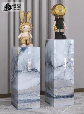 石板柱大理石装饰底座展示桌工艺品办公室花架客厅落地式
