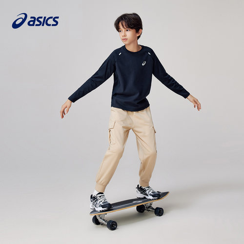 Asics/亚瑟士童装保暖摇粒绒长袖T恤运动透气内搭秋冬新款 - 图1