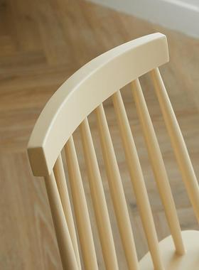 餐厅纯实木轻奢风餐椅家用带靠背简约餐桌椅子彩色休闲木质温莎椅