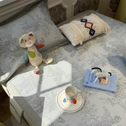 覆古A类提花冰丝席灰可机洗夏凉席三件套空调凉席子冰藤席1.5m1.8 - 图0