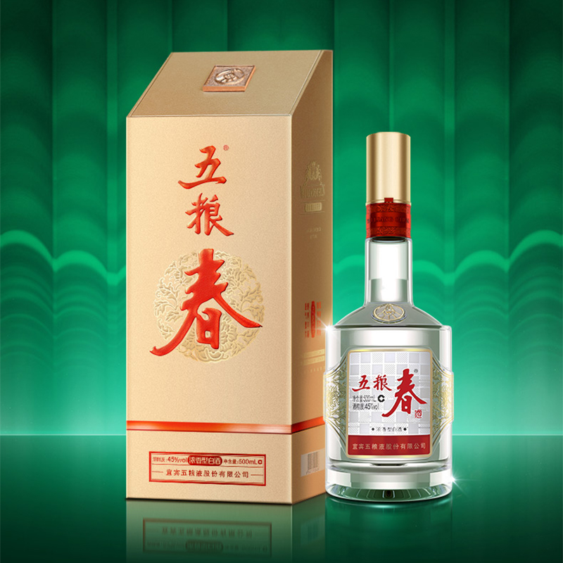 [酒厂直营]五粮春第二代45度高度纯粮食酒浓香型送礼白酒500ml
