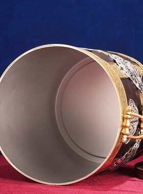 藏式民族风合金糌粑o盒新款v雕刻红铜银双色果盘收纳罐奶锅家用摆