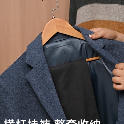 实木衣架家用挂衣秋冬大衣卧室挂冬天的衣服专用多功能无痕防肩角