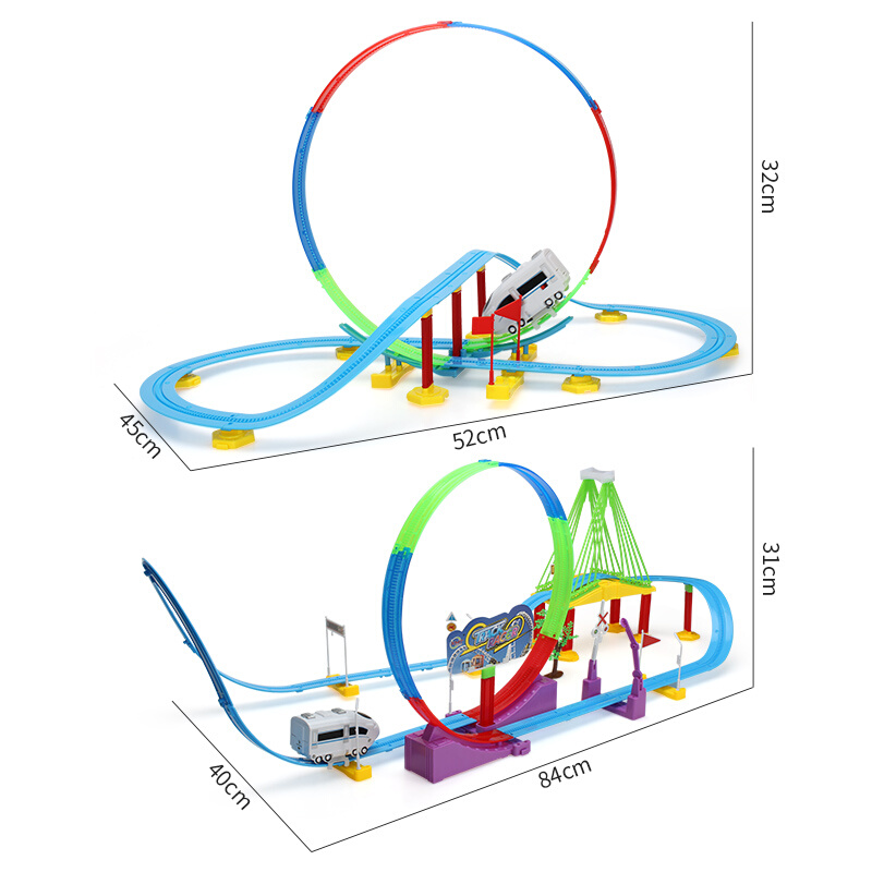 遥控轨道轨道车玩具旋转轨道列车欢乐新干线和 谐号小火车360°旋 - 图2