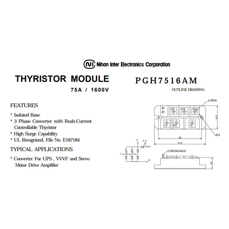 PGH7514AM PGH7516AM 75A/1400V/1600V晶闸管模块-图0